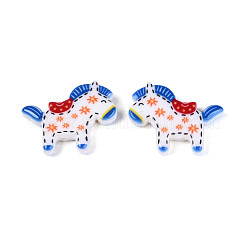 Печатные непрозрачные бусины из смолы&nbsp;RESI-N043-07A