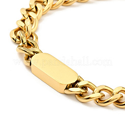 Ионное покрытие(ip) 304 нержавеющая сталь прямоугольный браслет с панцирными цепями для женщин&nbsp;BJEW-P273-03G