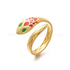 201 нержавеющая сталь эмалированное кольцо-манжета в форме змеи для женщин&nbsp;LS-RJEW-A053-05G-01