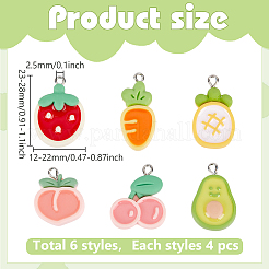 24шт 6 стиля непрозрачные подвески из смолы&nbsp;RESI-ME0001-03