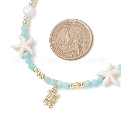 Ожерелья с подвеской в виде черепахи из натурального амазонита круглой огранки&nbsp;NJEW-JN05496-04