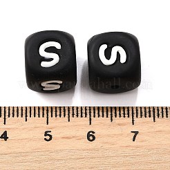 20 шт. черные кубические буквы силиконовые бусины 12x12x12 мм квадратные кубики алфавитные бусины с 2 мм отверстием прокладки свободные бусины с буквами для браслета ожерелья изготовления ювелирных изделий&nbsp;JX433S
