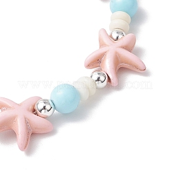 Синтетические окрашенные бирюзовые бусины и натуральные круглые бусины говлита&nbsp;BJEW-JB11792-01