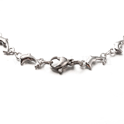 Браслеты из нержавеющей стали 304 с дельфиньими звеньями BJEW-O076-03P
