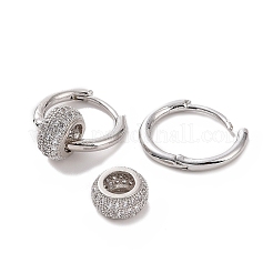 Плоские круглые серьги-кольца с кубическим цирконием из бисера&nbsp;EJEW-P225-04P-02