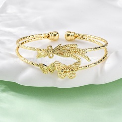 Латунь манжеты браслеты&nbsp;BJEW-U025-01G-01