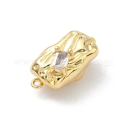 Застежки-коробочки из латуни с микропаве из прозрачных кубических цирконий&nbsp;KK-H537-10G