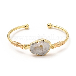 Окрашенный натуральный агат нерегулярный браслет-манжета druzy nugget&nbsp;BJEW-C028-01G