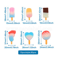 60 шт. 6 стильных кабошона из смолы с декодированием&nbsp;RESI-TA0001-36