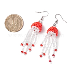 Серьги-подвески в виде медуз из нержавеющей стали 304 с бисерным стеклом&nbsp;EJEW-MZ00435-02