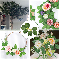 50 шт. искусственные листья розы из пластика и ткани со стеблями&nbsp;AJEW-SP0003-82