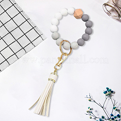 1шт силиконовый круглый брелок с бусинами на запястье&nbsp;AJEW-CL0001-11A