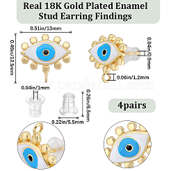 4 пара сережек-гвоздиков из латуни от сглаза&nbsp;KK-BBC0010-43