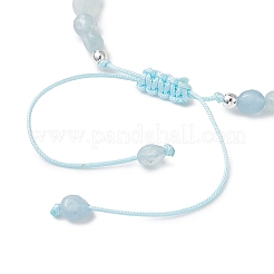 Браслеты из натуральных аквамаринов и синтетических бирюзовых бусин&nbsp;BJEW-JB13275-01