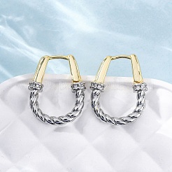 Латунные серьги-кольца из прозрачного кубического циркония&nbsp;EJEW-H158-17A-GP