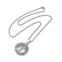 Ожерелье из сплава «дерево жизни» с цепочками из нержавеющей стали&nbsp;NJEW-K245-007