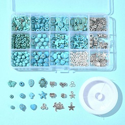 Наборы для изготовления браслетов из синтетических бирюзовых бусин разных форм своими руками&nbsp;DIY-FS0007-53