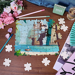 60 шт. незаконченный деревянный пазл&nbsp;DIY-GL0005-44