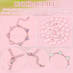 Браслеты из нержавеющей стали 304 с кабошоном в форме сердца&nbsp;BJEW-AB00011