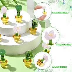 8шт 4 стиля стеклянные фигурки растений в горшках&nbsp;DJEW-CJ0001-11