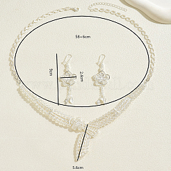 Комплекты из винтажных сплавов с серьгами и ожерельями в виде цветов для свадеб и мероприятий&nbsp;WU4418