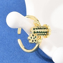 Манжеты из латуни с микро паве кубический цирконий для женщин&nbsp;RJEW-A088-07G