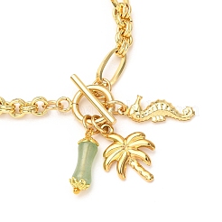 Браслеты с подвесками из нержавеющей стали и натурального зеленого авантюрина&nbsp;BJEW-JB12429