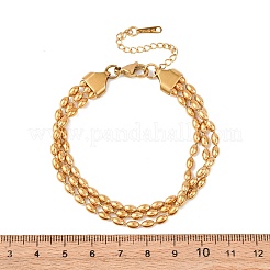 Многорядные браслеты из бусин нержавеющей стали 304&nbsp;LS-BJEW-K287-01G