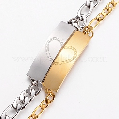 Ионное покрытие (ip) пары 304 нержавеющая сталь id браслеты наборы&nbsp;X-BJEW-I283-08