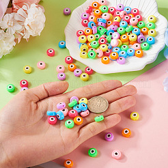 140 шт. двухцветные непрозрачные акриловые бусины с принтом&nbsp;OACR-TA0003-31