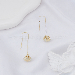 1 пара круглых сережек-гвоздиков «кошачий глаз» из цинкового сплава&nbsp;EJEW-LP0009-10