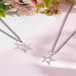 2 шт. Звезда подвеска из нержавеющей стали витая цепь ожерелья для женщин мужчин&nbsp;NJEW-LP0001-13