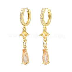 Серьги-кольца в форме слезы с микропаве из кубического циркония из латуни&nbsp;EJEW-C156-04G