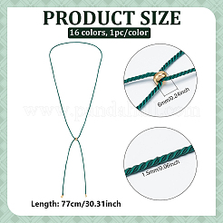 16 шт. 16-цветный нейлоновый витой шнур для изготовления ожерелья-слайдера&nbsp;NJEW-PH01640