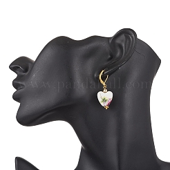 Фарфоровые серьги ручной работы с принтом&nbsp;EJEW-JE06446