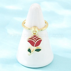 Регулируемые латунные эмалевые кольца-подвески для женщин&nbsp;LS-RJEW-A090-03G