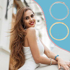 12шт. набор из 2-х цветных браслетов-манжет из нержавеющей стали 304 с закрученными круглыми кольцами&nbsp;BJEW-UN0001-48