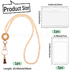 1 шт. ремешок для визитной карточки с круглыми деревянными бусинами&nbsp;AJEW-CP0010-23B