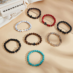 8 шт. 8 стильных круглых и крестообразных браслетов из бисера для мужчин и женщин&nbsp;BJEW-GO0001-37