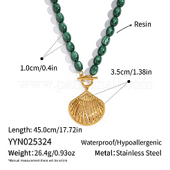 Ожерелья из овальных бусин из смолы с подвеской в форме ракушки из нержавеющей стали на осень-зиму&nbsp;PI5034-2