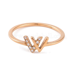 Кольцо из нержавеющей стали 304 с буквой w для женщин&nbsp;RJEW-C086-07-RG