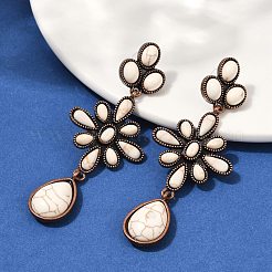 Серьги-гвоздики из сплава синтетической бирюзы&nbsp;LS-EJEW-U053-06R