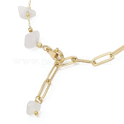 Браслеты из цепочек-скрепок из натурального белого лунного камня и латуни&nbsp;BJEW-JB12715-02