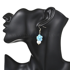 2 пара круглых серег-подвесок из АБС-пластика с имитацией жемчуга EJEW-JE06757