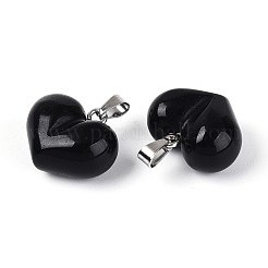 Массивные подвески в форме сердца из натурального обсидиана&nbsp;G-T143-19K