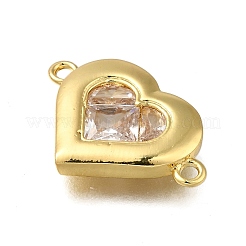 Подвески-сердечки из латуни с прозрачным кубическим цирконием&nbsp;ZIRC-I070-099G