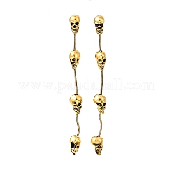 Серьги-гвоздики из сплава в виде черепа с кисточками в тибетском стиле на Хэллоуин&nbsp;LS-EJEW-P328-01AG