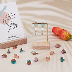 Серьги-гвоздики из прозрачной смолы и орехового дерева&nbsp;MAK-SC0001-08P