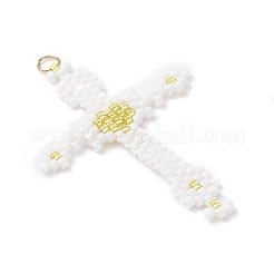 Подвески-кресты из стеклянного бисера&nbsp;PALLOY-MZ00947-04