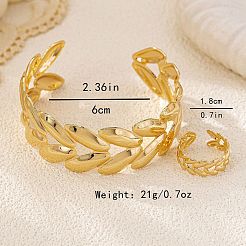 Комплект из браслета-манжеты и колец-манжет из пшеничного сплава&nbsp;FS-WG1F87C-01